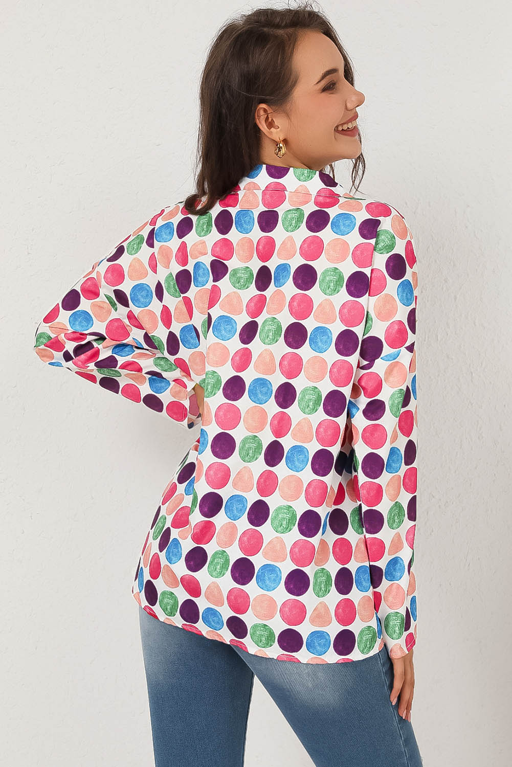 Multicolor Polka Dot Buttoned Long Sleeve Shirt