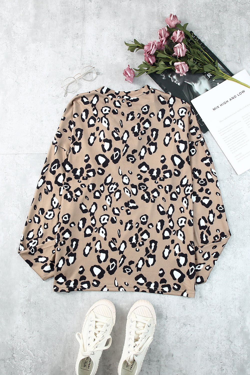 Leopard Crisscross V Neck Leopard Long Sleeve Tops