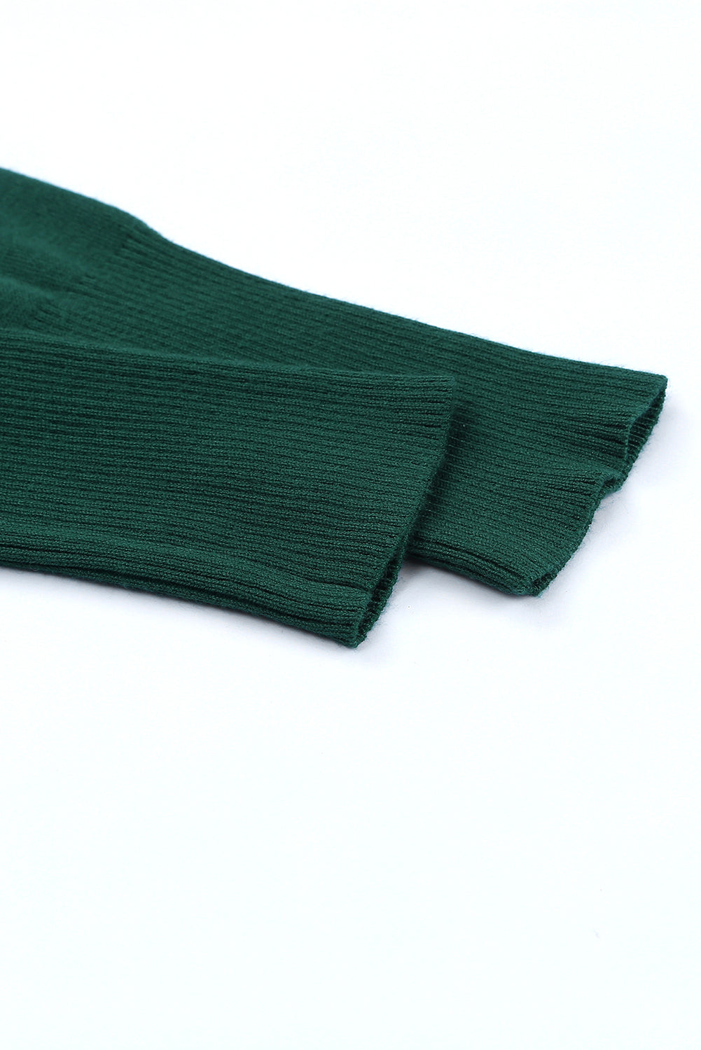 Green Lightweight Knit Ribbed Trim Snap Button Cardigan