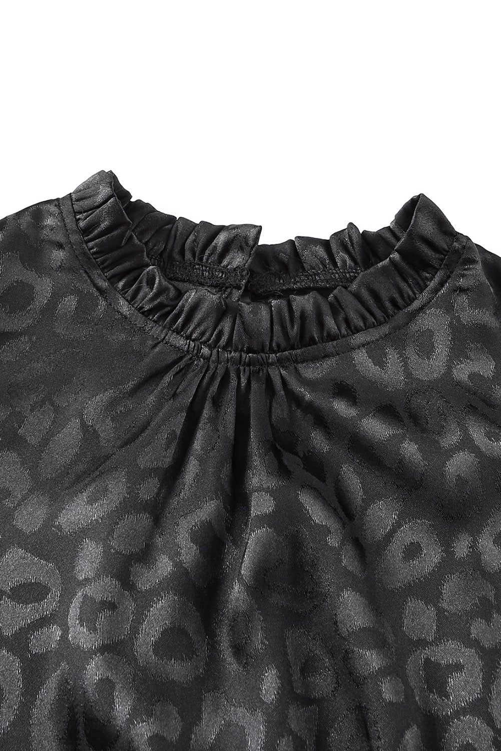 Rose Satin Leopard Tie Waist Frilled Sleeveless Dress