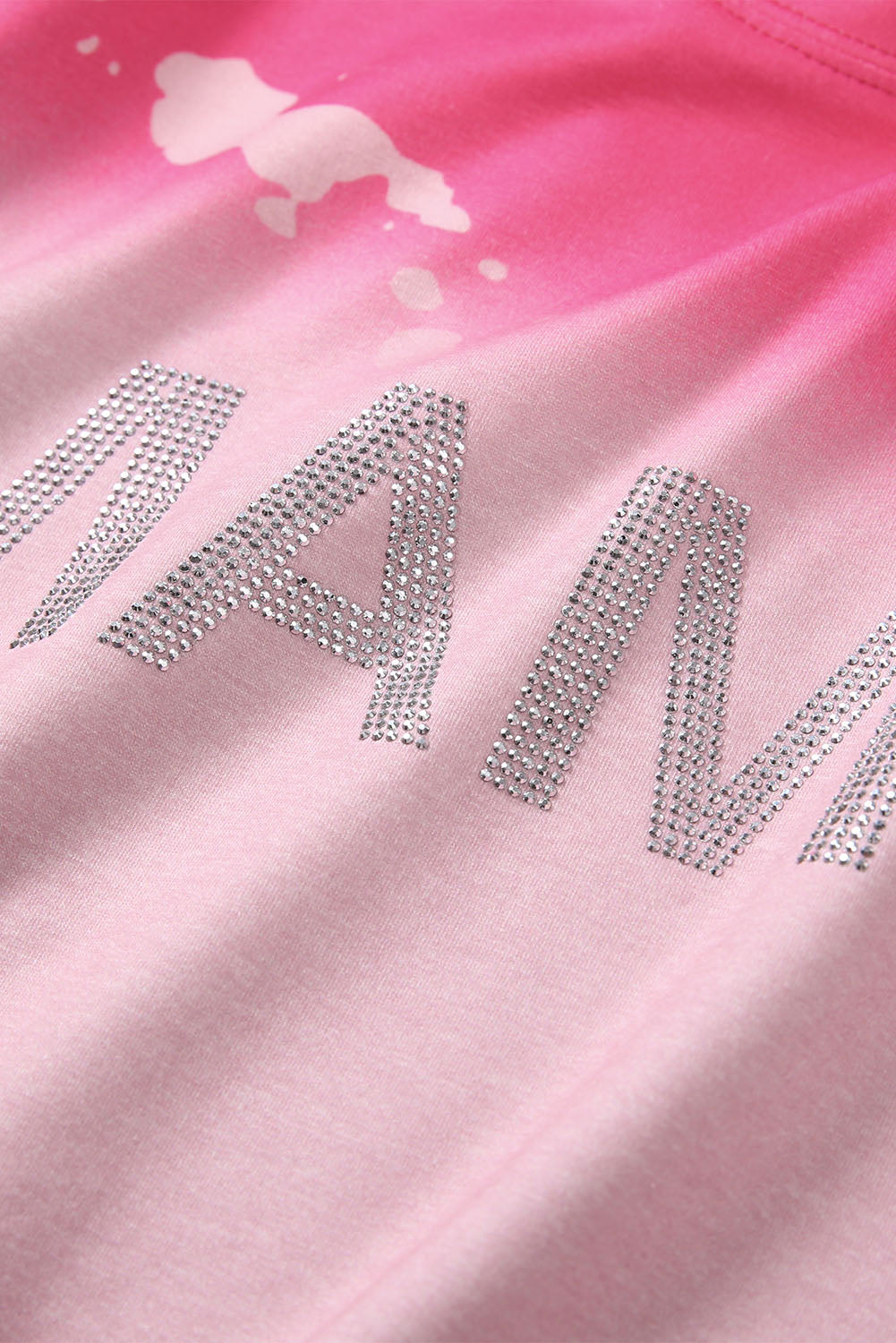 Pink Mama Rhinestone Letter Graphic Tie Dye Pullover