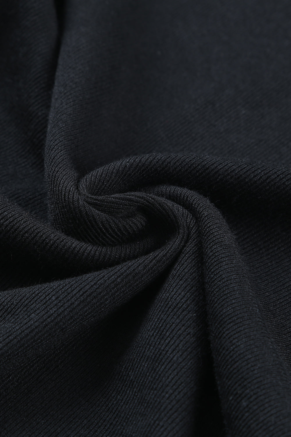 Black Rib Knitted Ruffle Sleeve U Neck Top