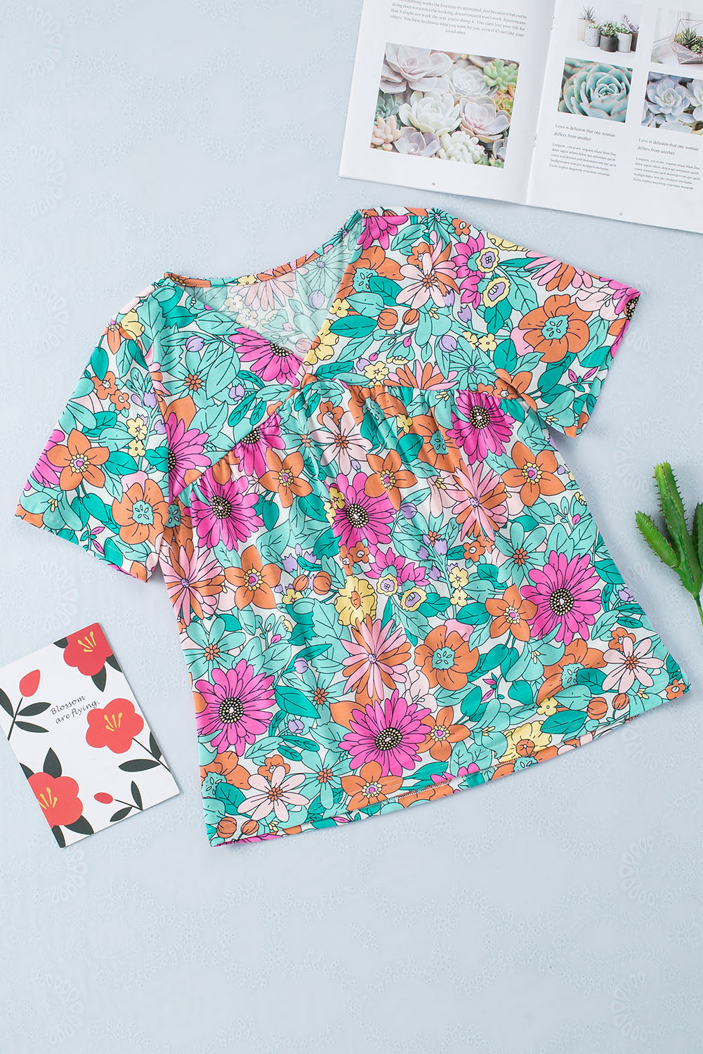 Multicolor Floral Print Smocked Tank Top