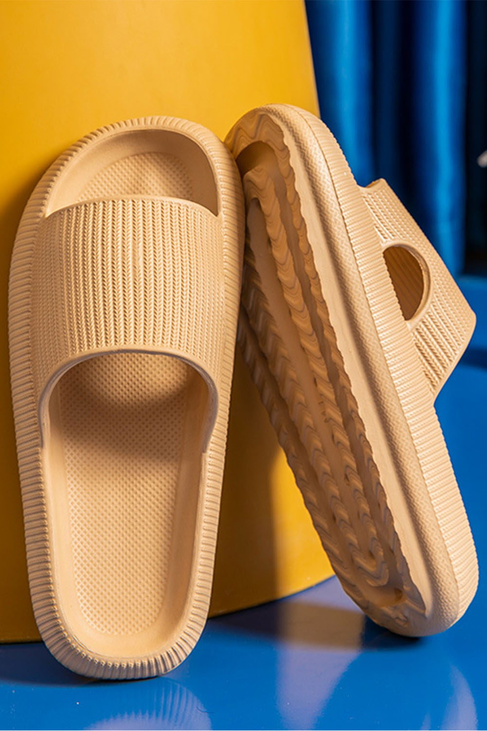 Black Hollow-out Thick Soled Slip On Slippers