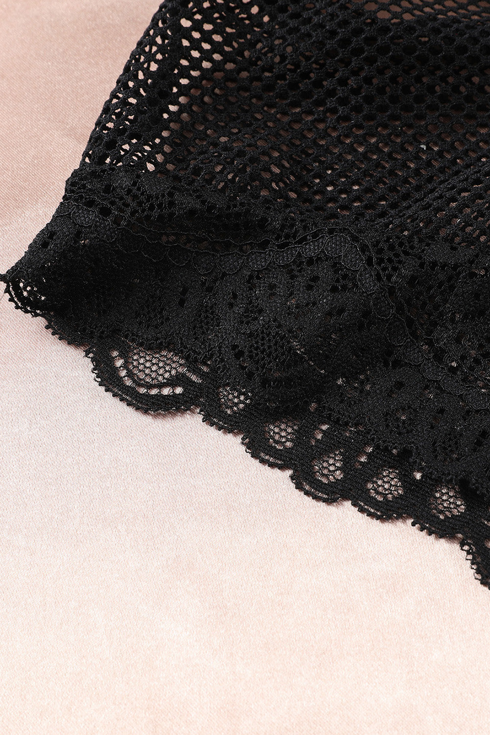 Black Plus Fishnet Lace Hollow-out Teddy Lingerie