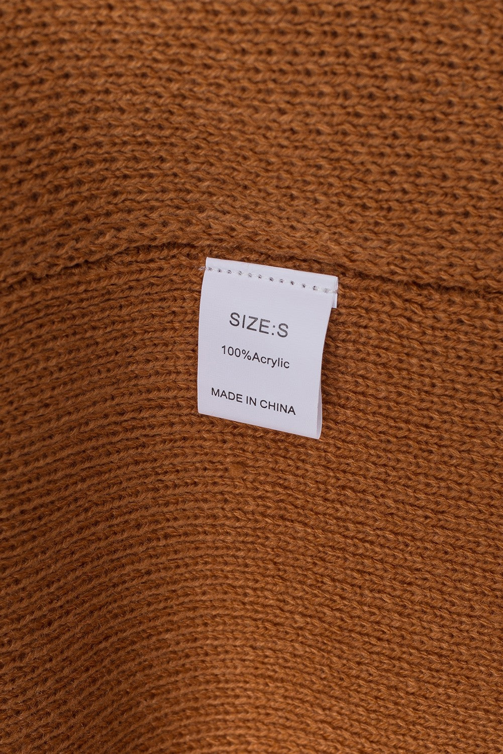Brown Solid Open Front Drop Sleeves Long Cardigan