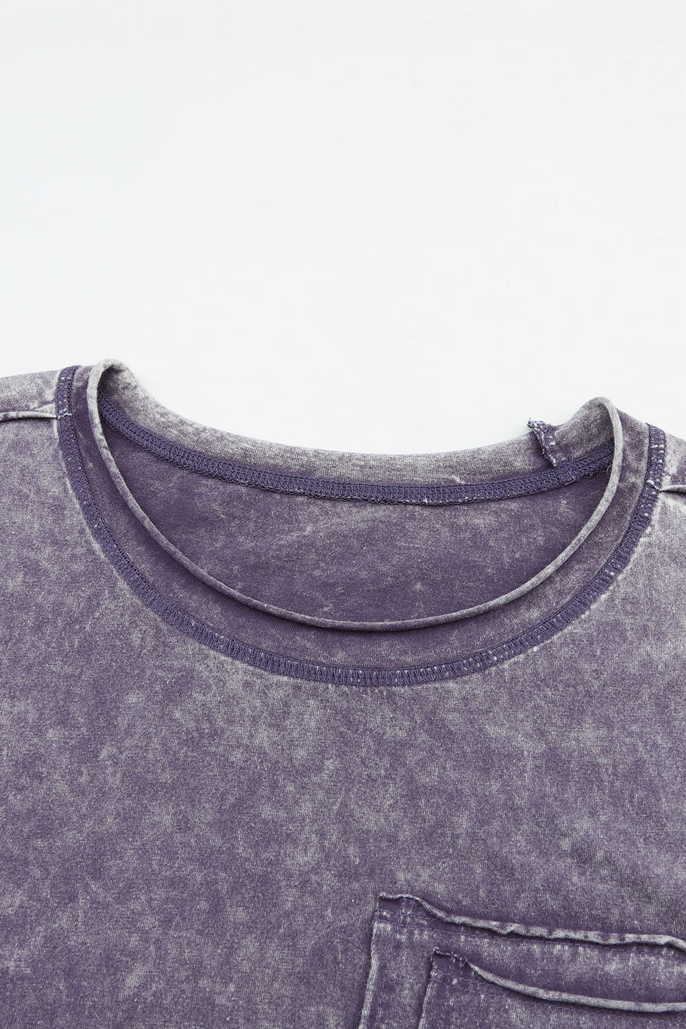 Gray Vintage Mineral Wash Pocketed Tee with Slits