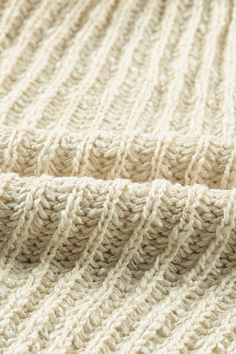 Beige V Neck Loose Knit Sweater