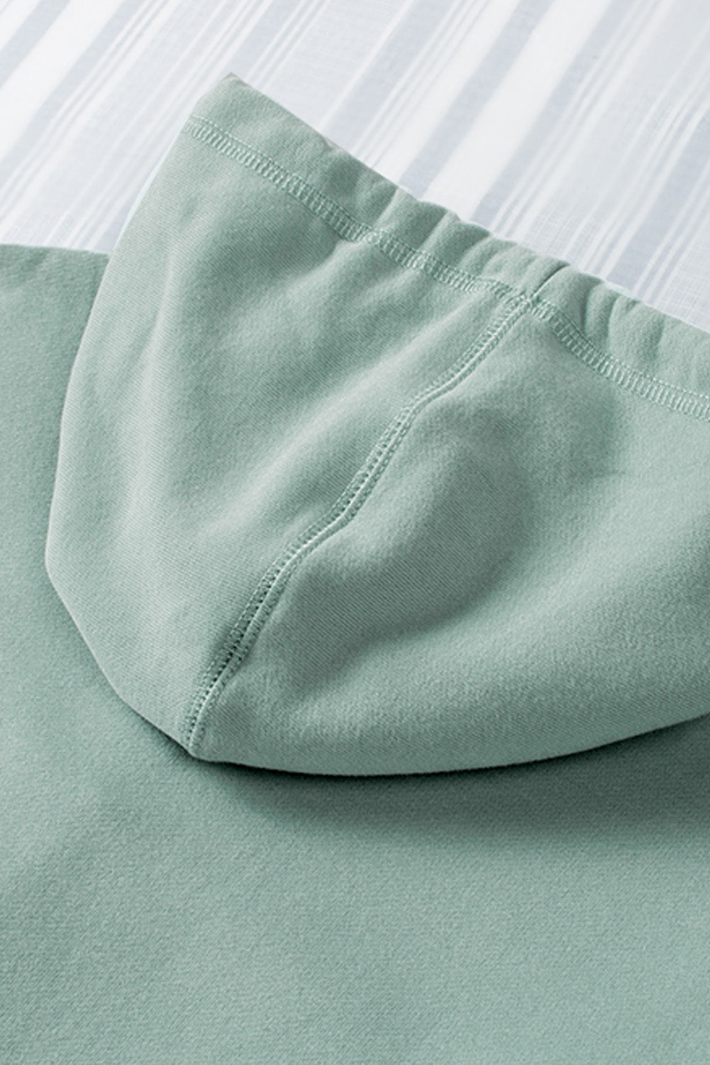 Green Contrast Wide Band Front Drawstring Hoodie