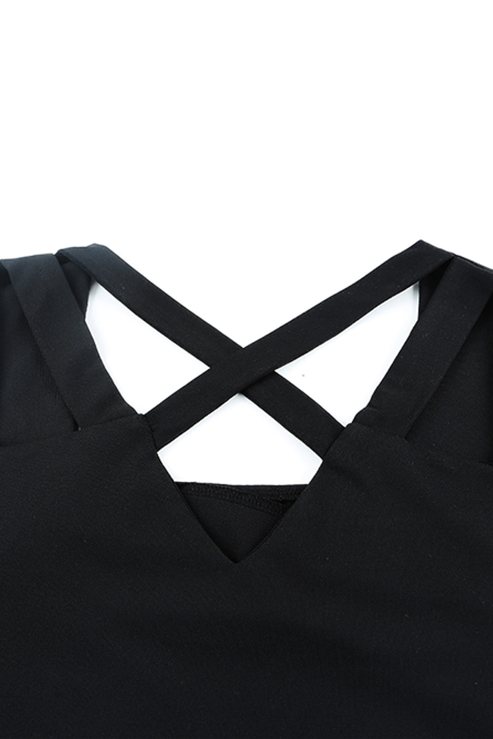 Black Criss-Cross Cut Out Short Sleeve Top