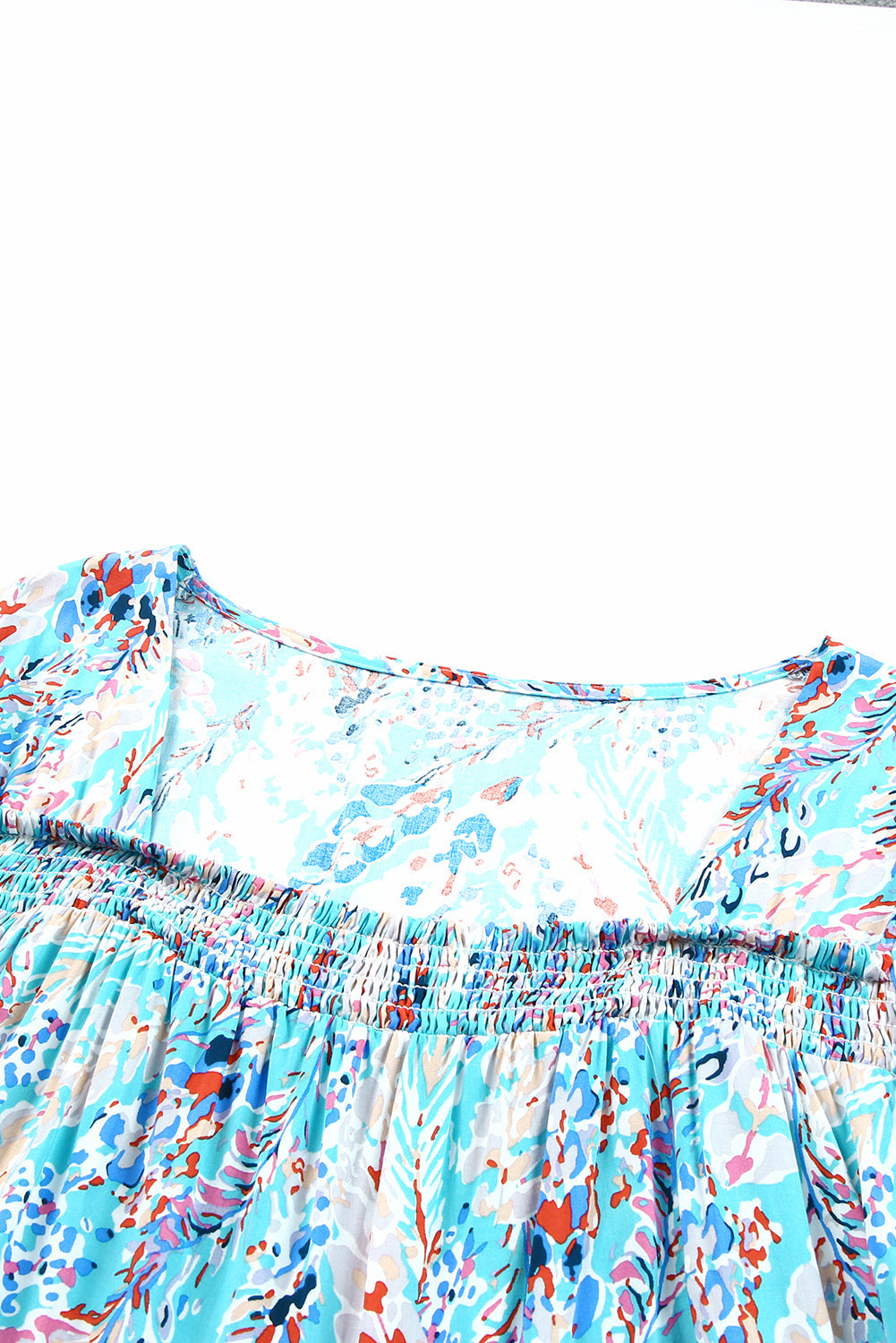 Sky Blue Ruffled Square Neck Floral Dress
