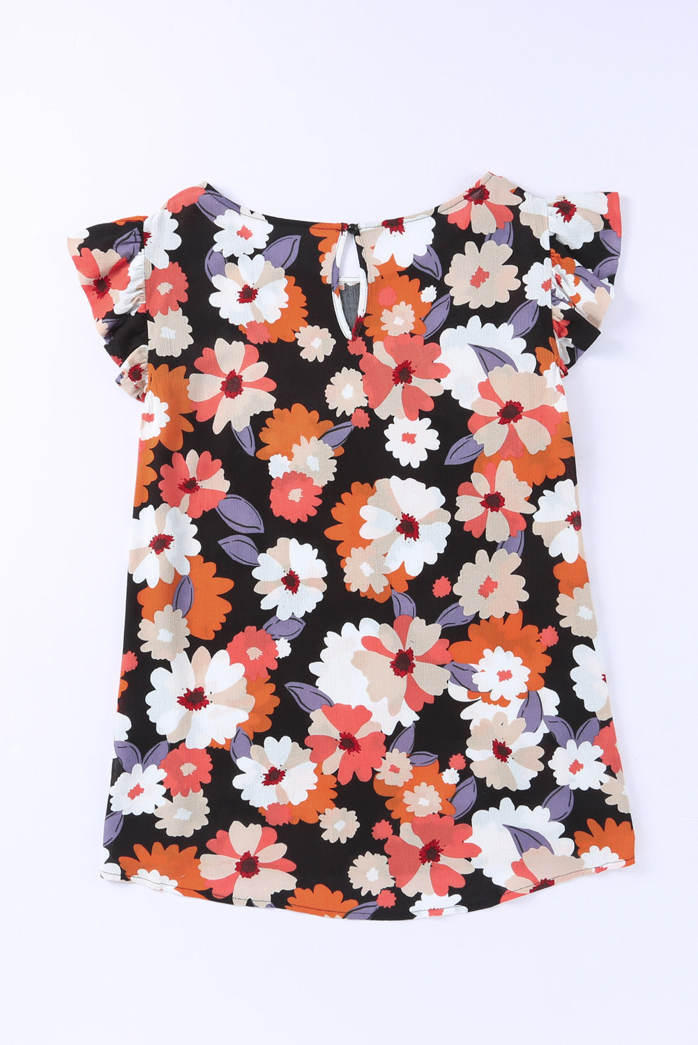 Multicolor Ruffle Sleeve Floral Plus Size Top