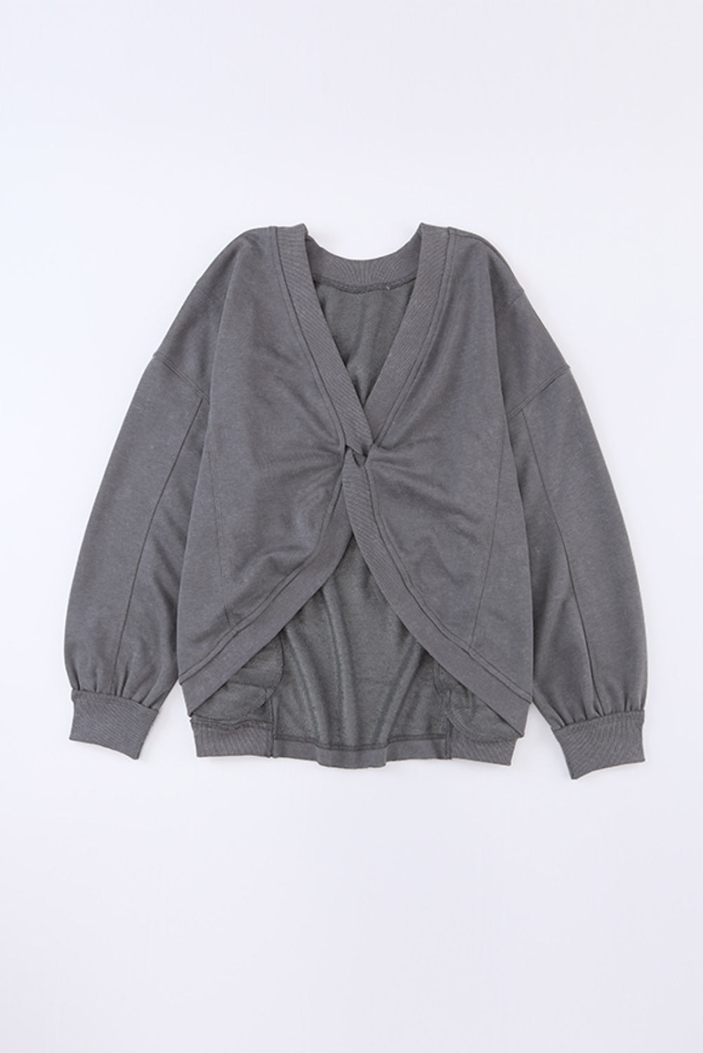 Khaki Exposed Seam Twist Open Back Oversized Sweatshirt