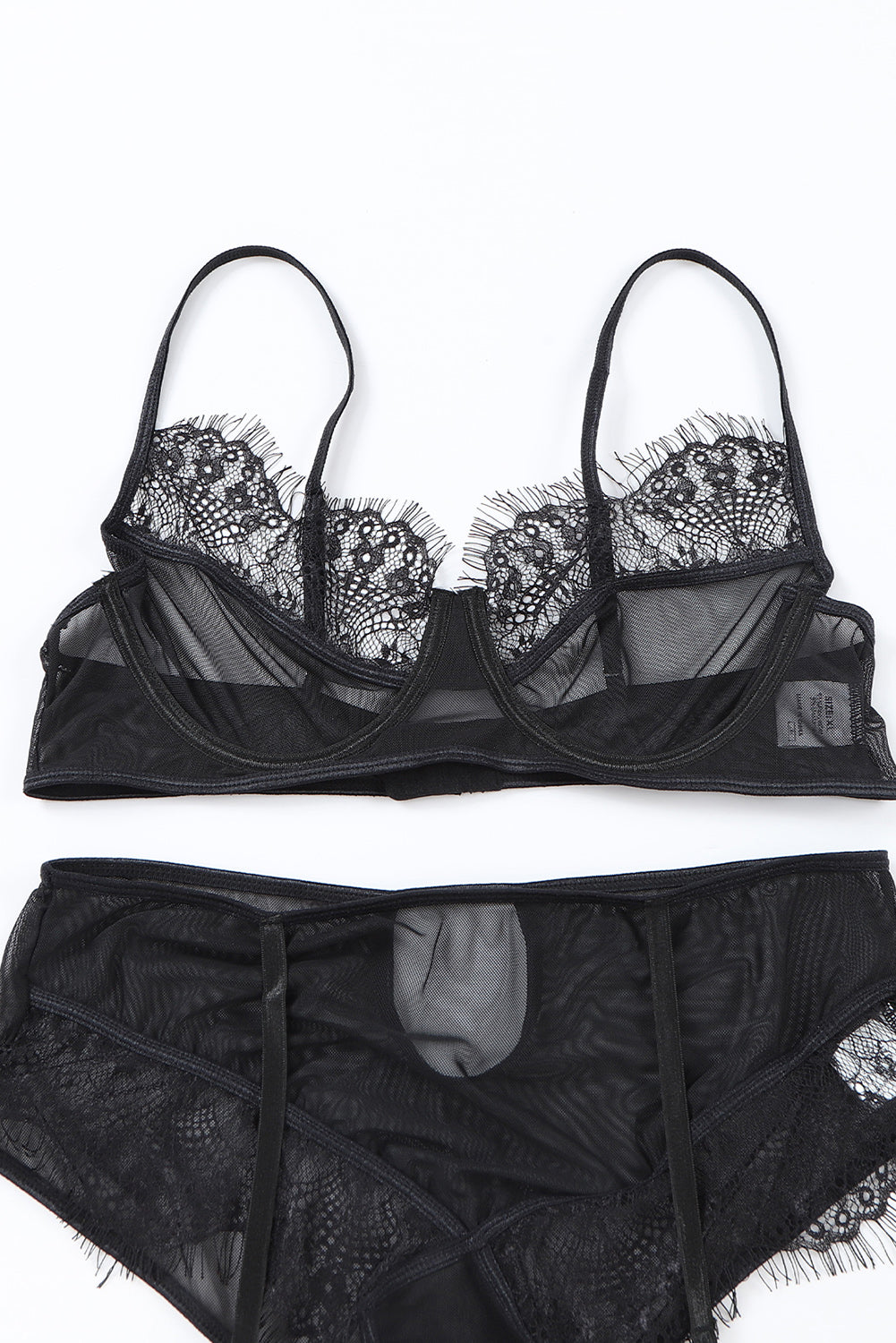 Black Lace Mesh Patchwork Plus Size Lingerie Set