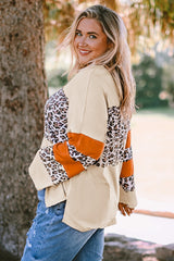 Leopard Color Block Patchwork Plus Size Top