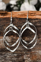 Silver Double Spirals Rhombus Alloy Earrings