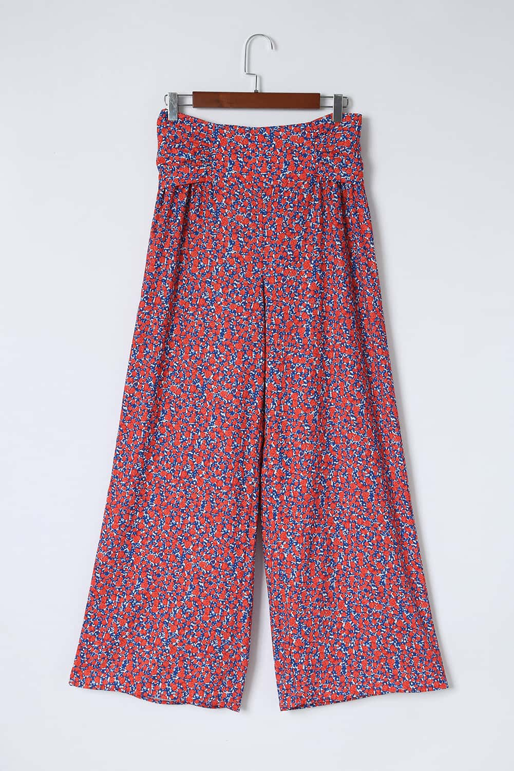 Ditsy Floral Print Tie Front Wide Leg Pants