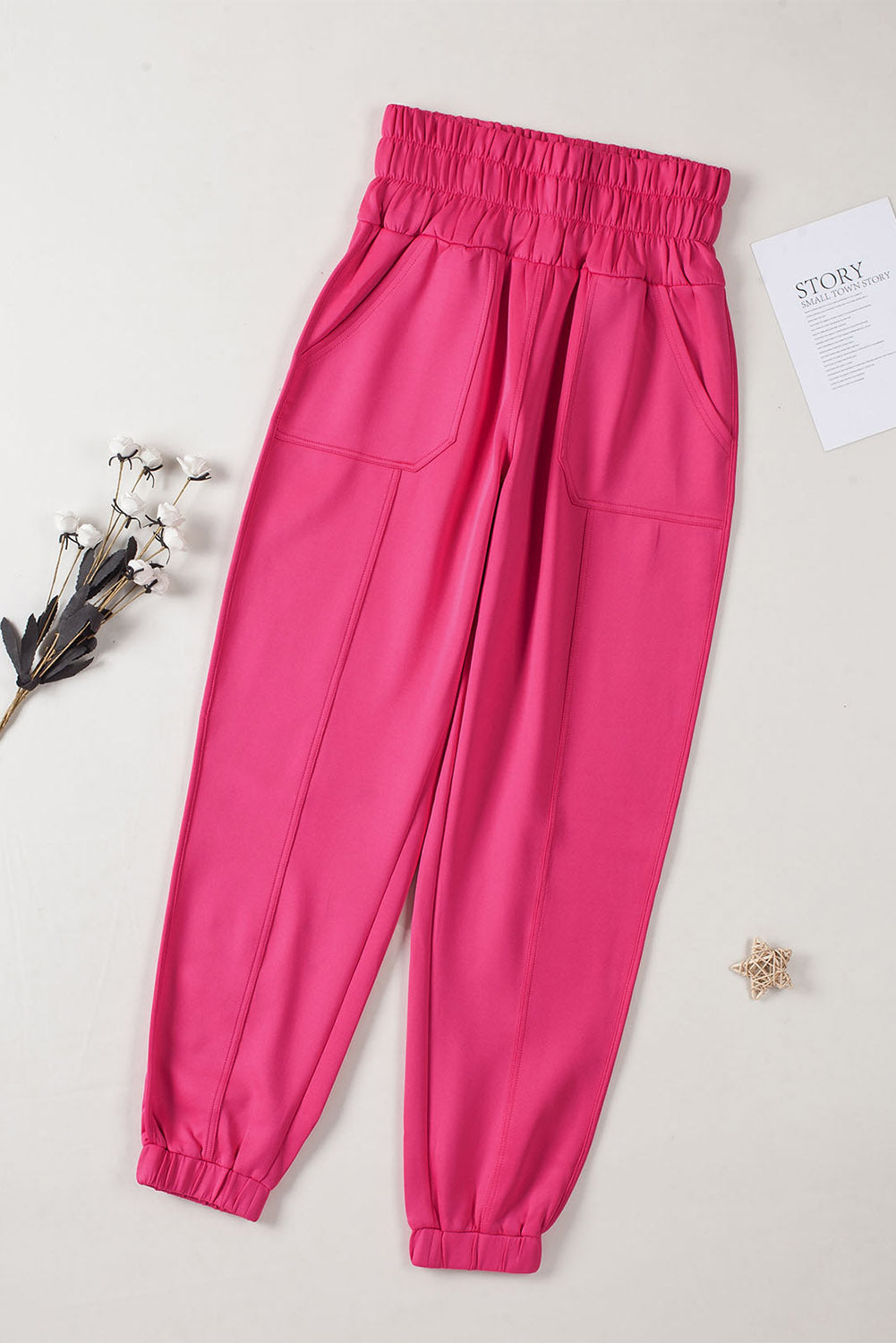 Rose Smocked Waist Jogger Pants