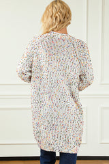White Rainbow Popcorn Speckles Open Front Cardigan