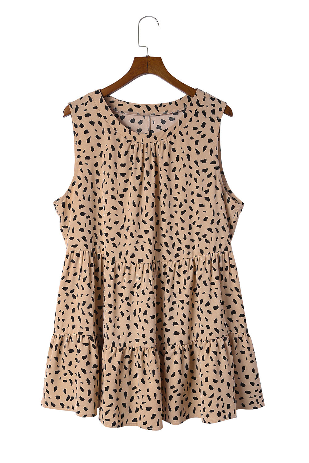 Leopard Plus Size Leopard Print Ruffle Tiered Tank Top