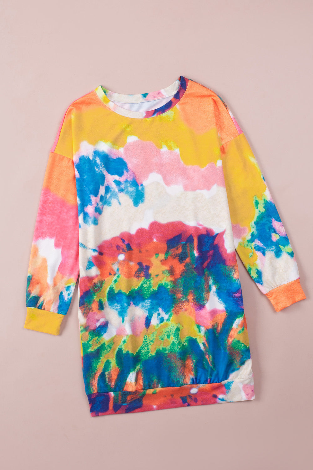 Multicolor Tie Dye Pocketed T Shirt Mini Dress