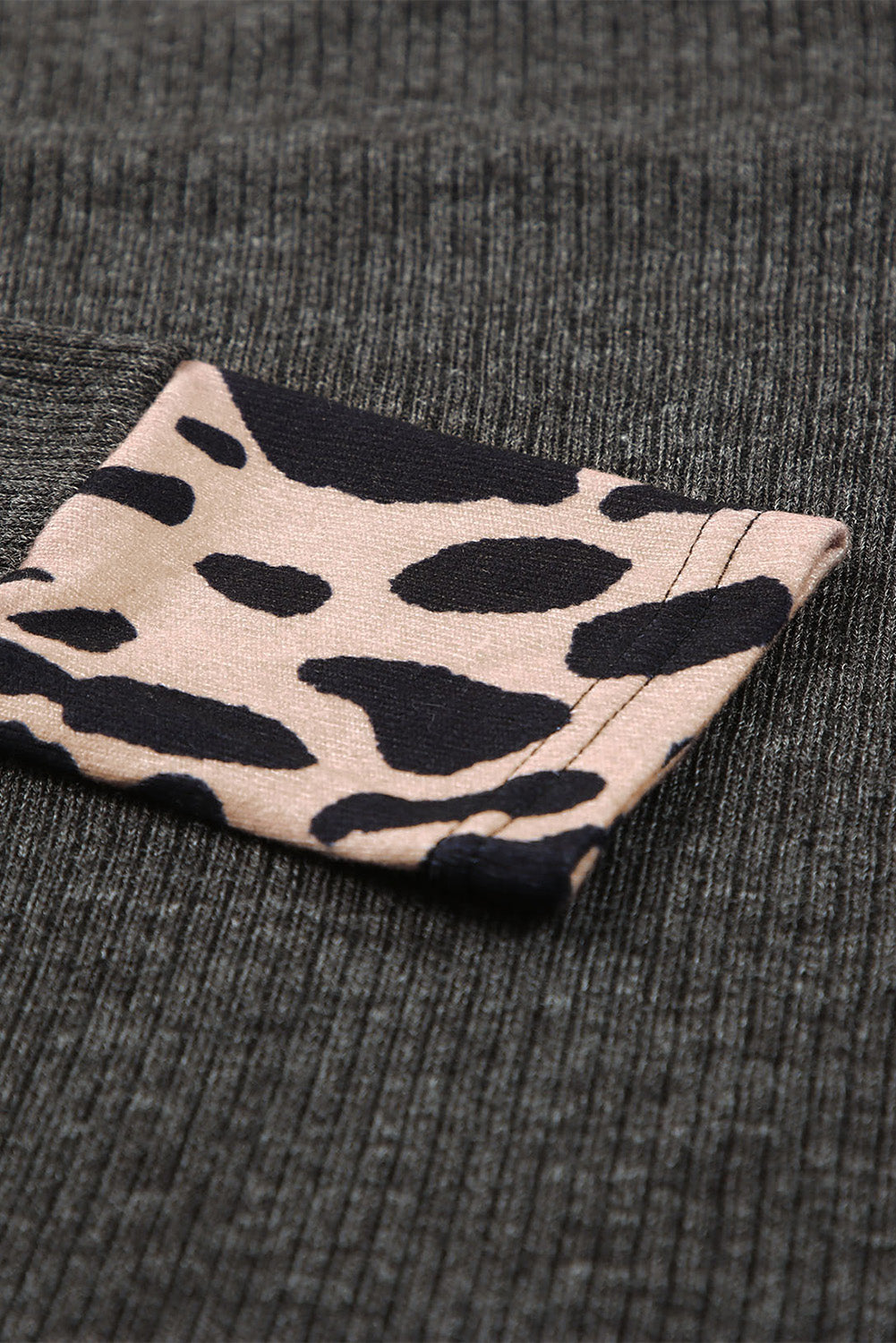 Black Leopard Contrast Trim Knit Top