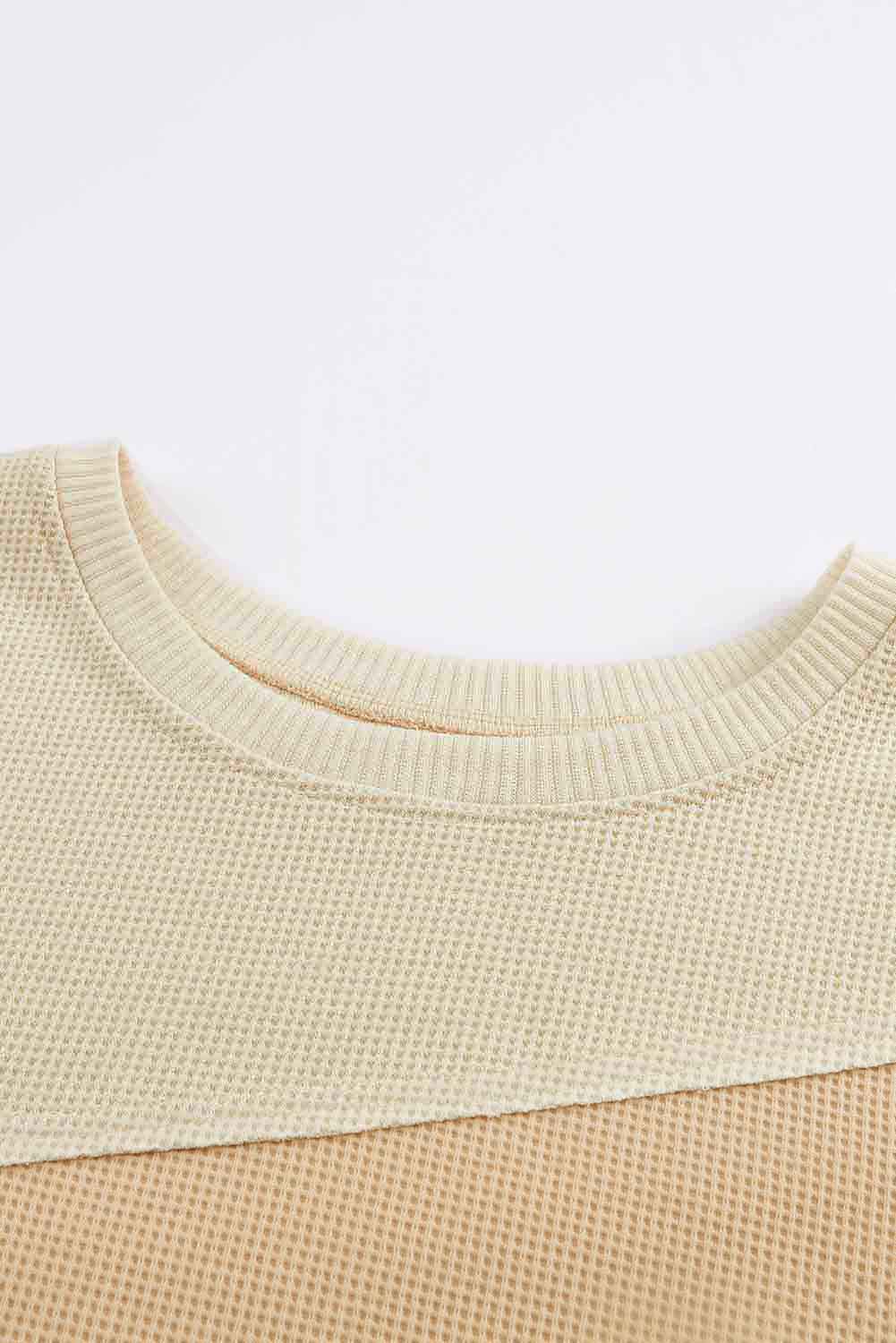 Khaki Irregular Colorblock Patchwork Pullover Sweatshirt