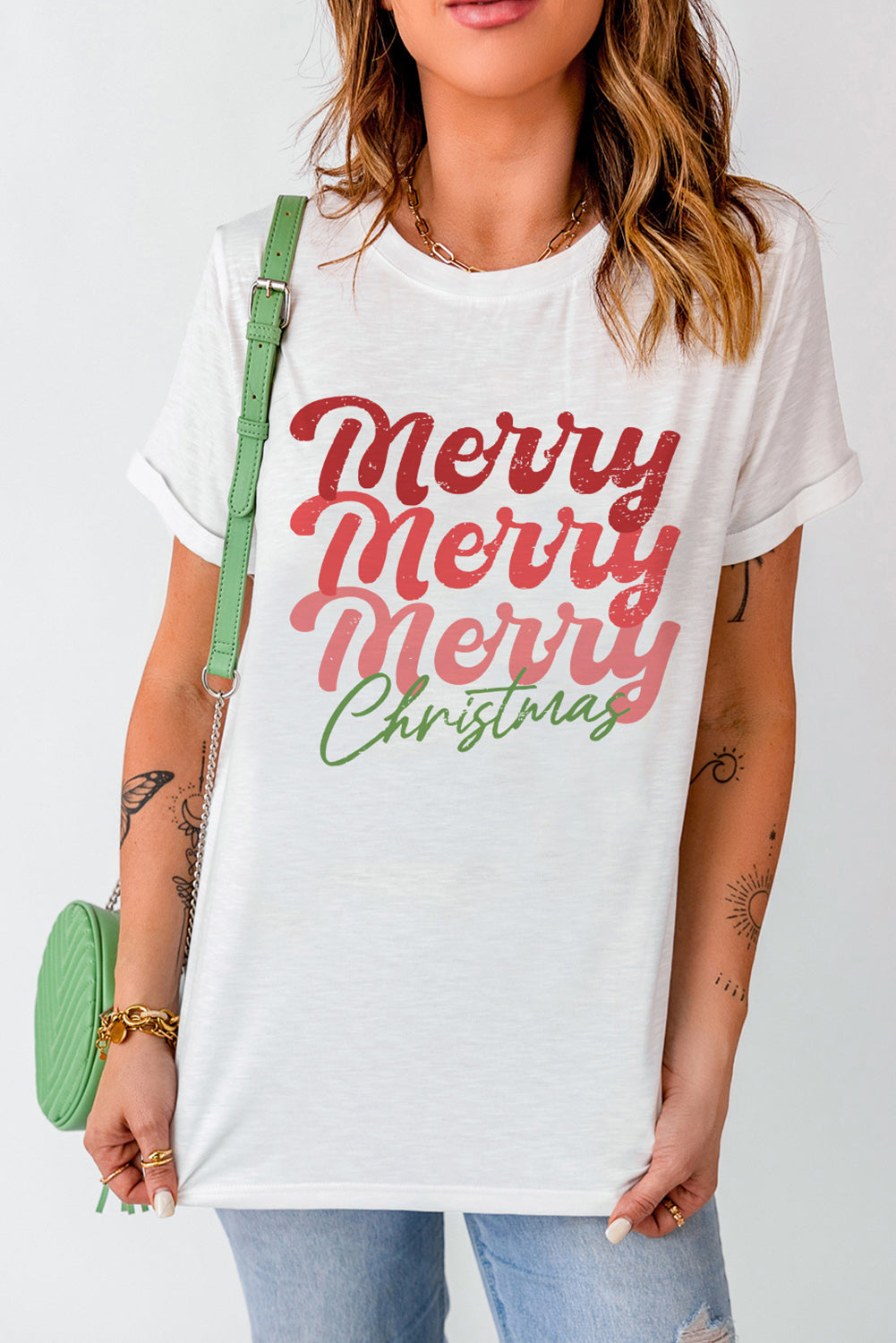 Black MERRY and BRIGHT Crew Neck Graphic Tee