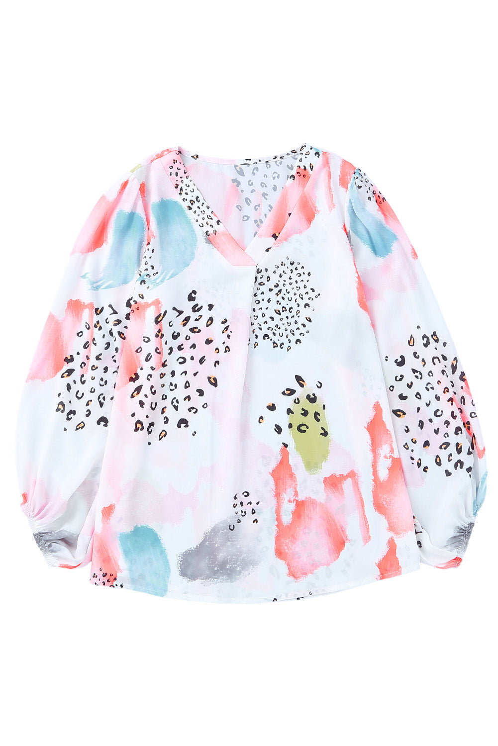 Multicolor Paint Palette Leopard Print Loose Top