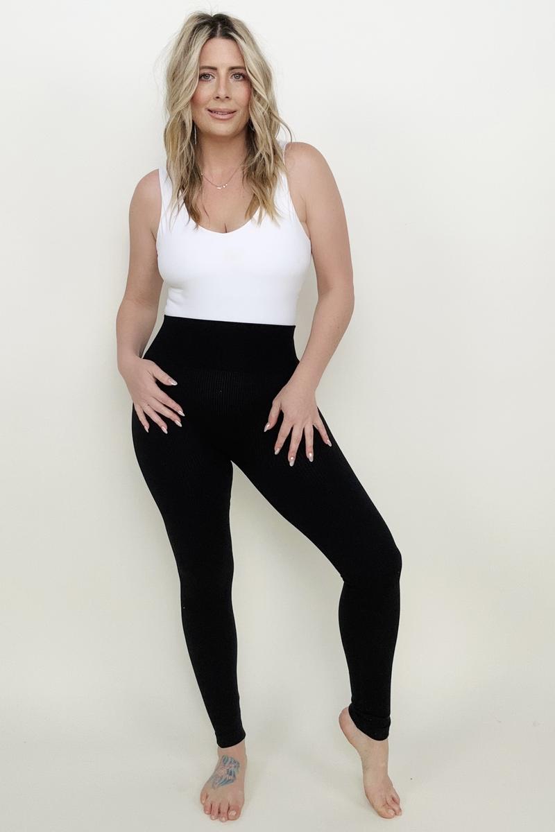 Ribbed Seamless High Waisted Full Length Leggings