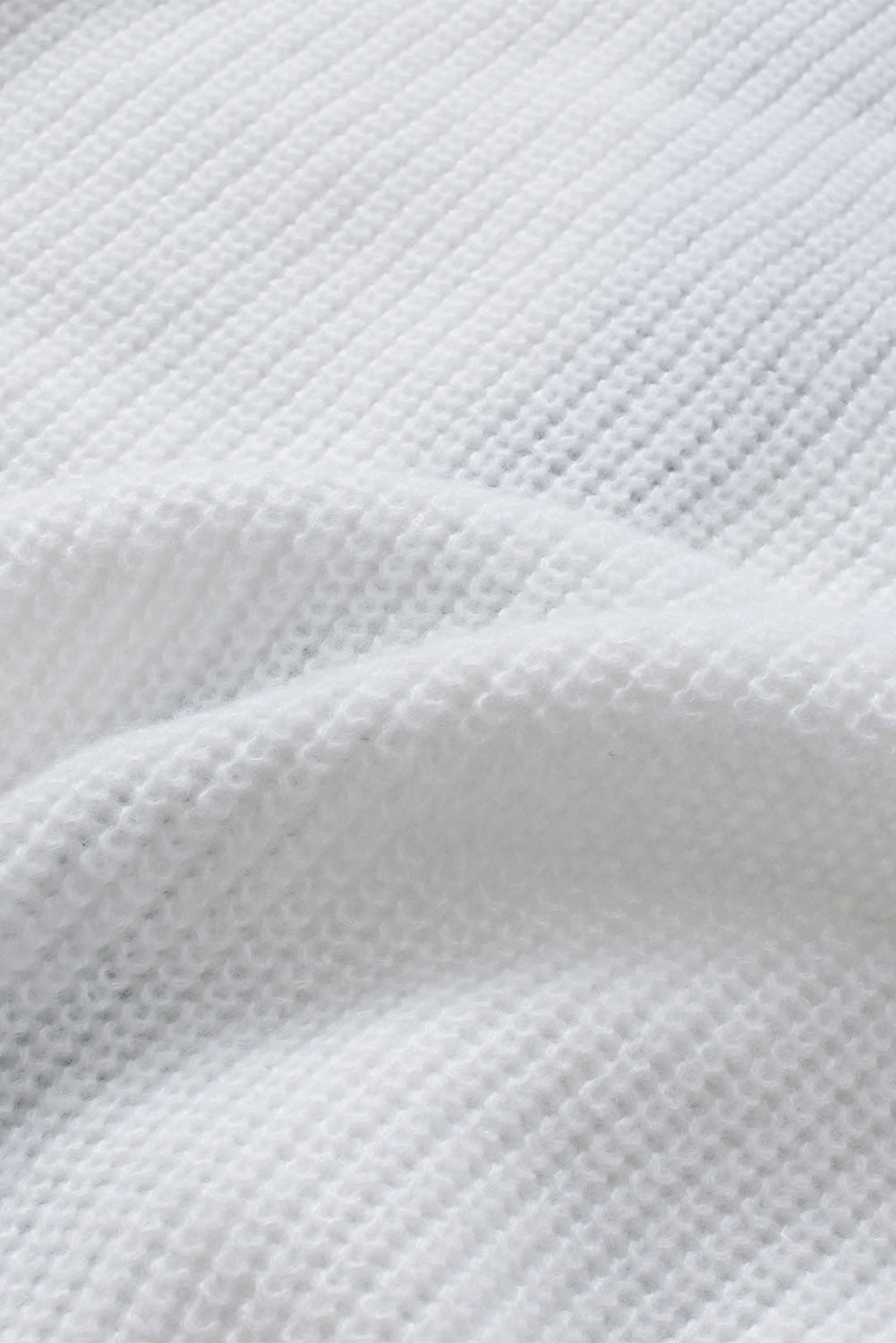 White Striped Buttoned Pocketed Drop Shoulder Sweater
