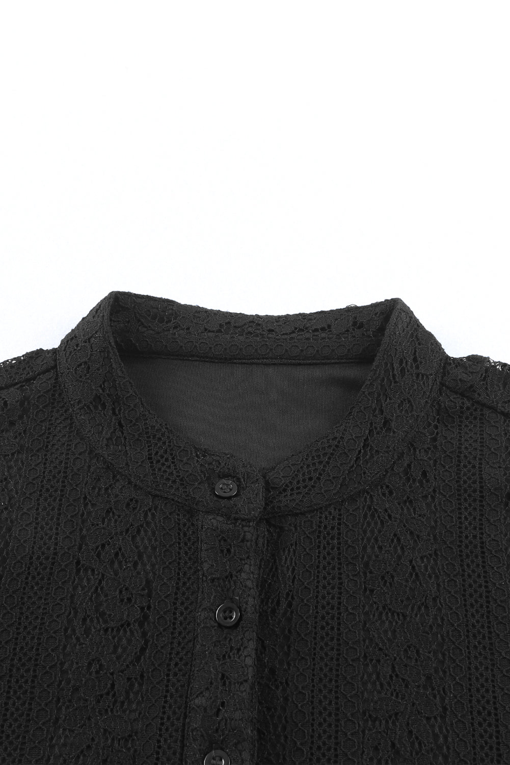 Black Lace Crochet Drawstring High Waist V Neck Mini Dress