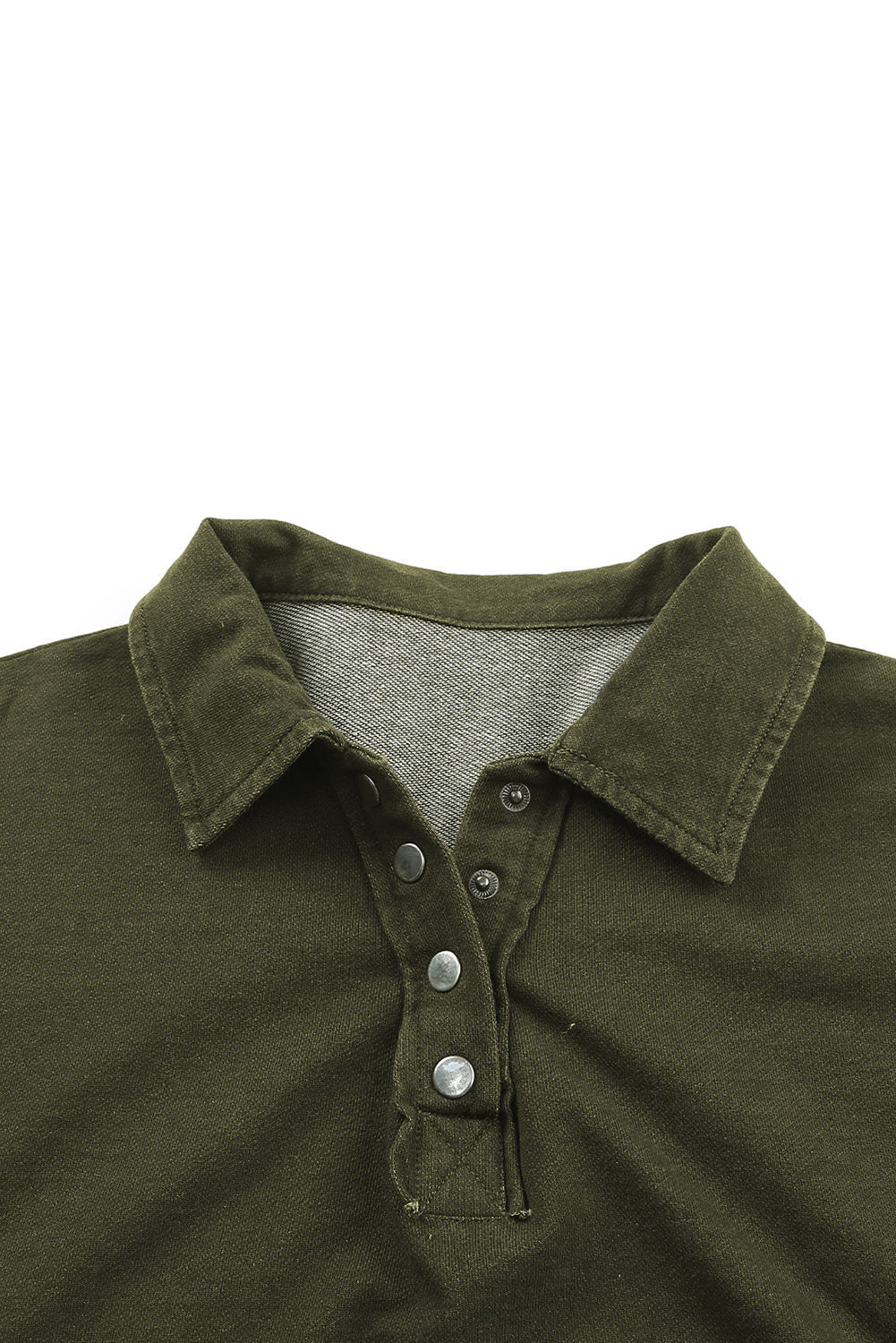 Green Patchwork Button Down Neckline Hoodie