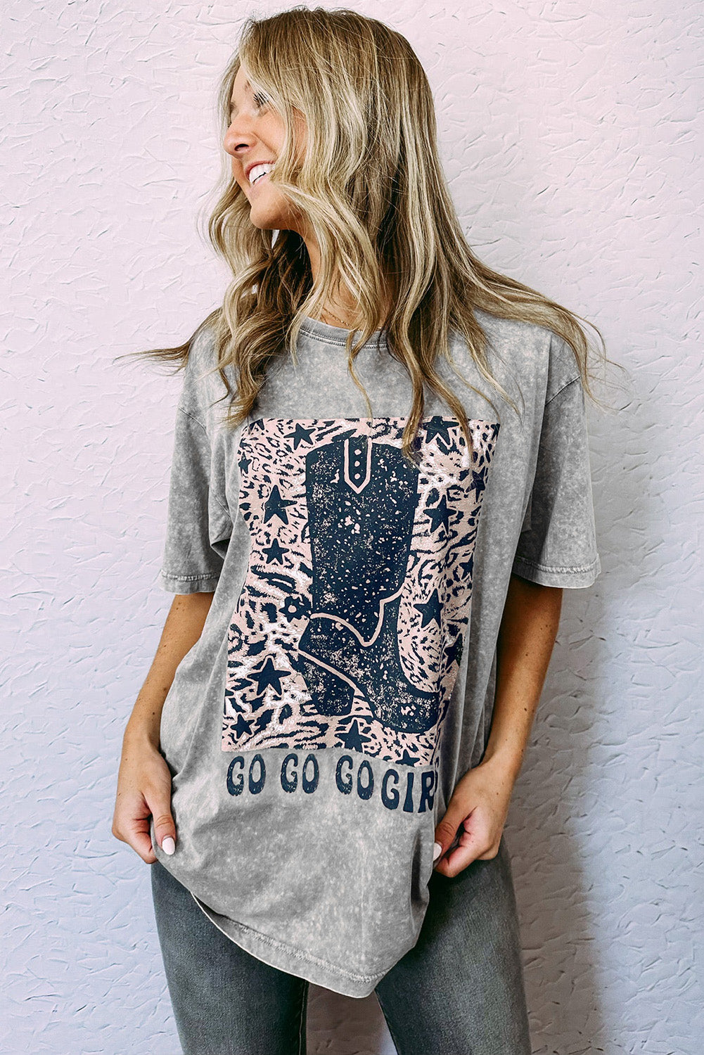 Gray Let's Go Girls Cowboy Boots Graphic Tee