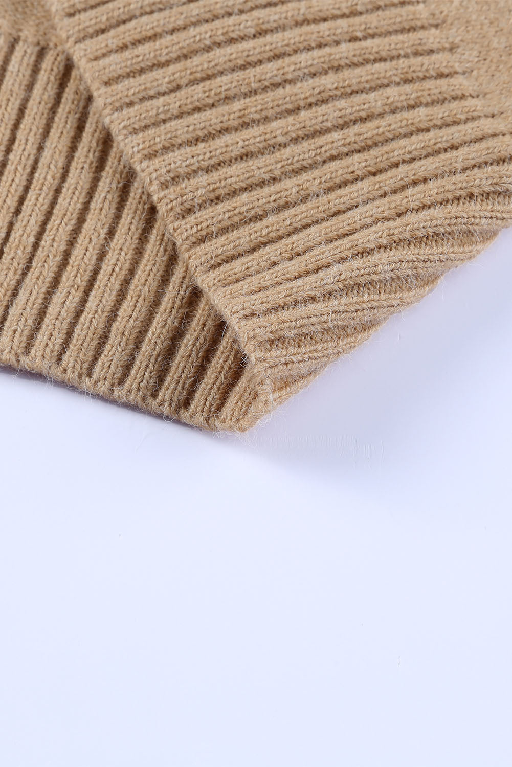 Khaki Crew Neck Striped Long Sleeve Sweater