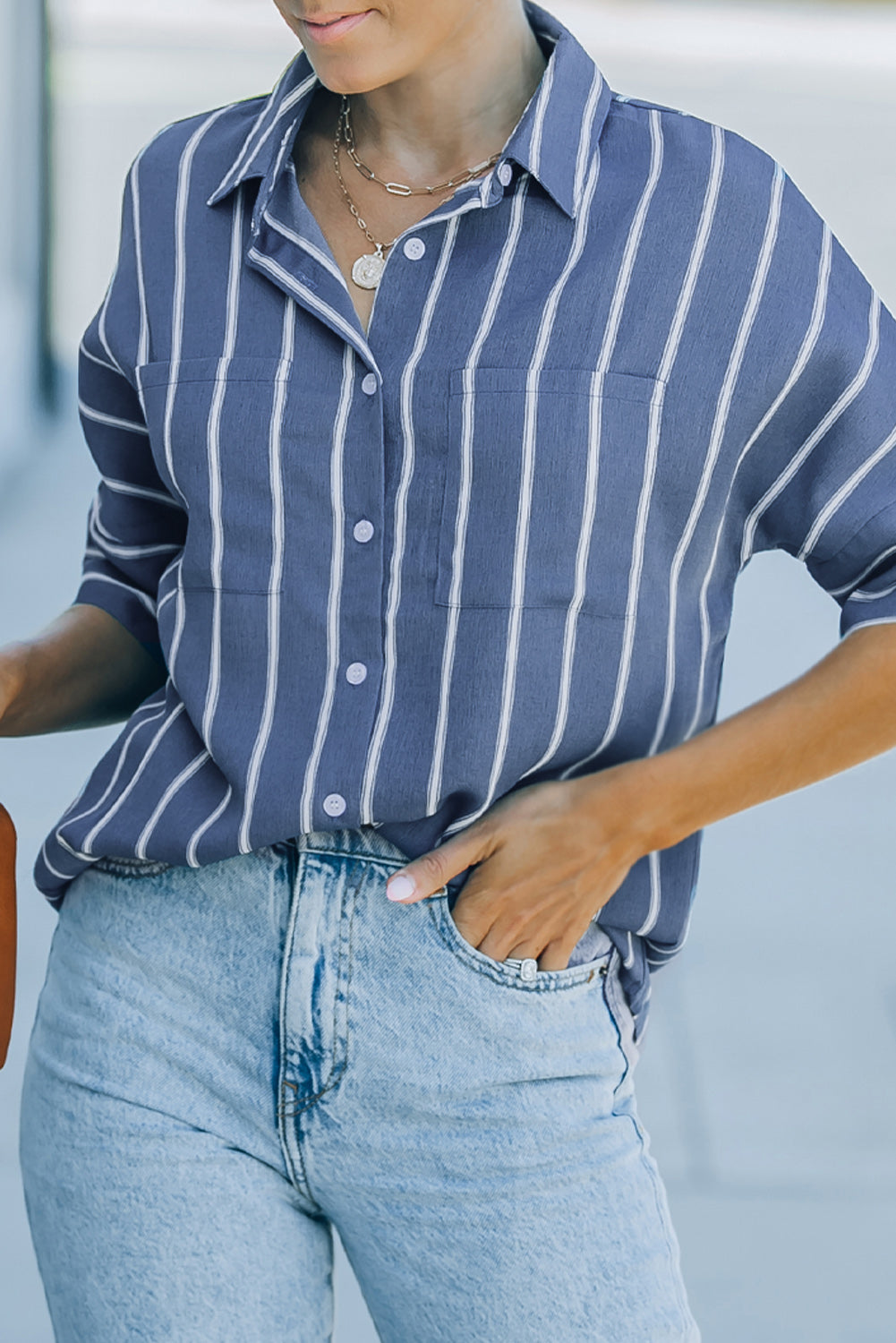 Black Pocketed Striped Shirt