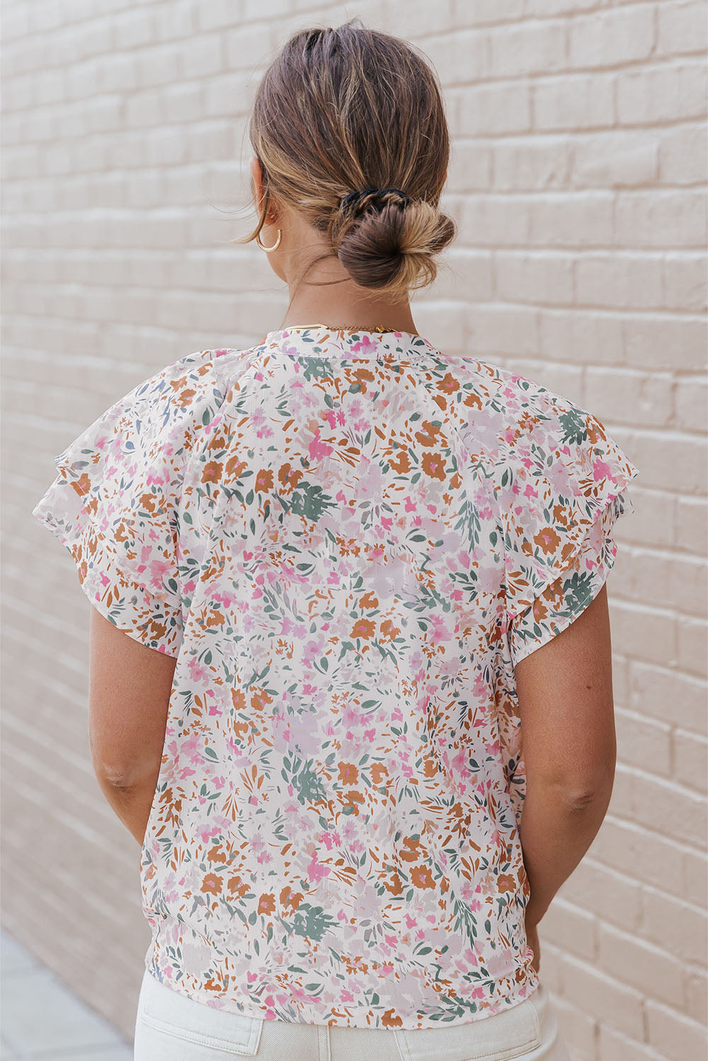 White Boho Floral Print Spaghetti Straps Tank Top