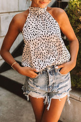 Leopard Halter Neck Animal Spotted Print Tank Top