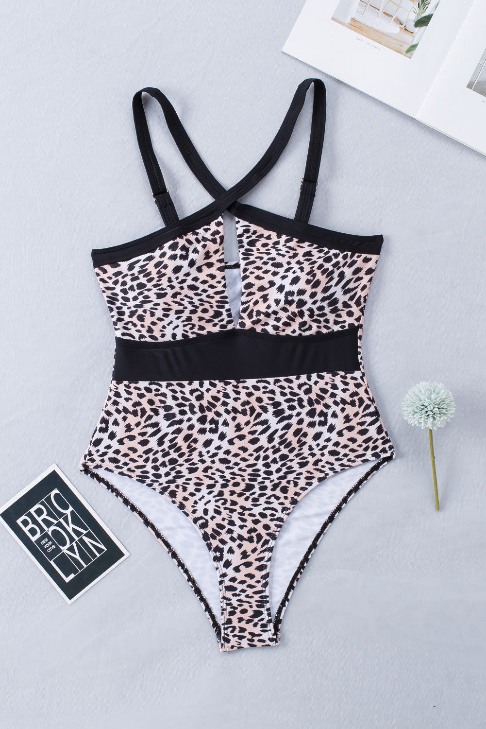 Leopard Sexy Cross Criss Neck Hollowed One-Piece Swimsuit