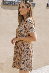 Leopard Print Short Sleeve Tunic T-shirt Dress