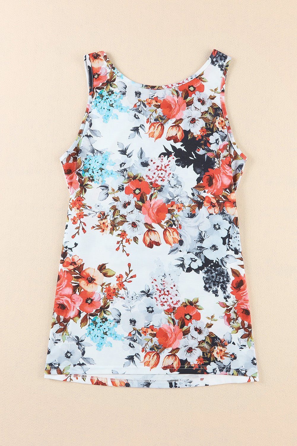 White Floral Print Sleeveless Top