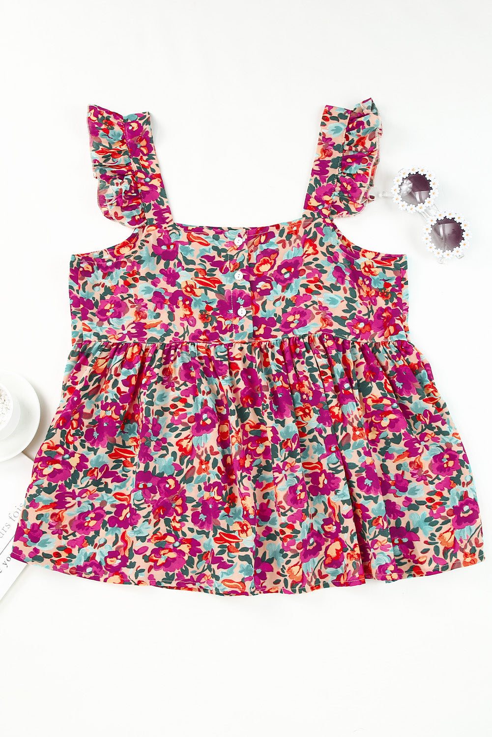 Multicolor Square Neck Floral Tank Top