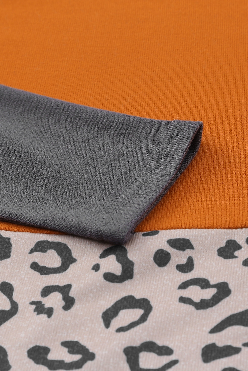 Orange Colorblock Leopard Print Patchwork Knit Cardigan