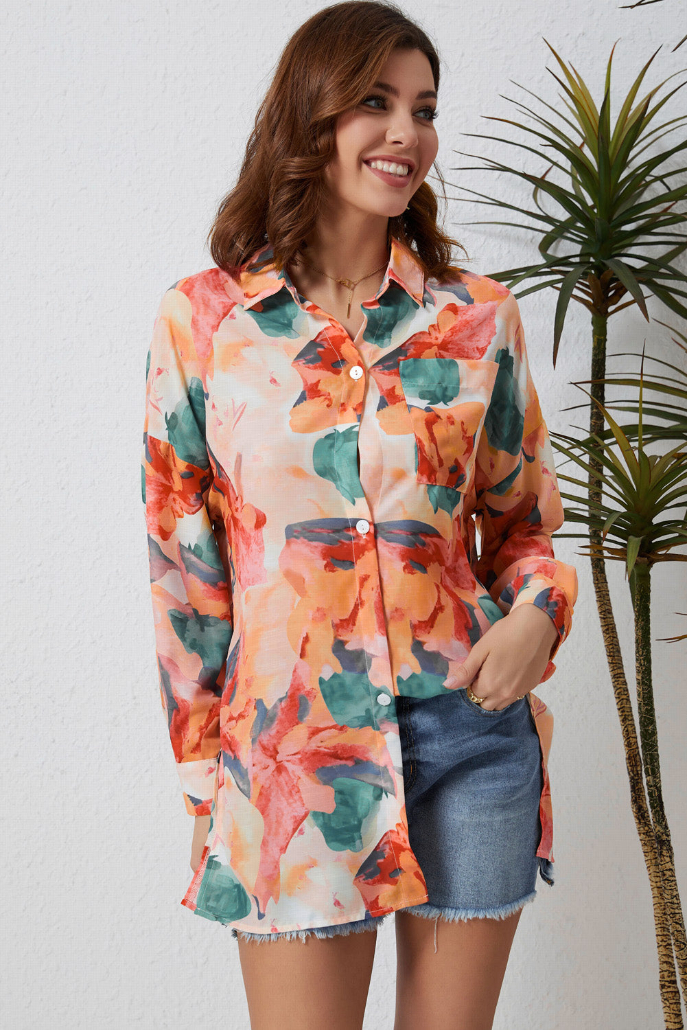 Floral Print Loose Shirt