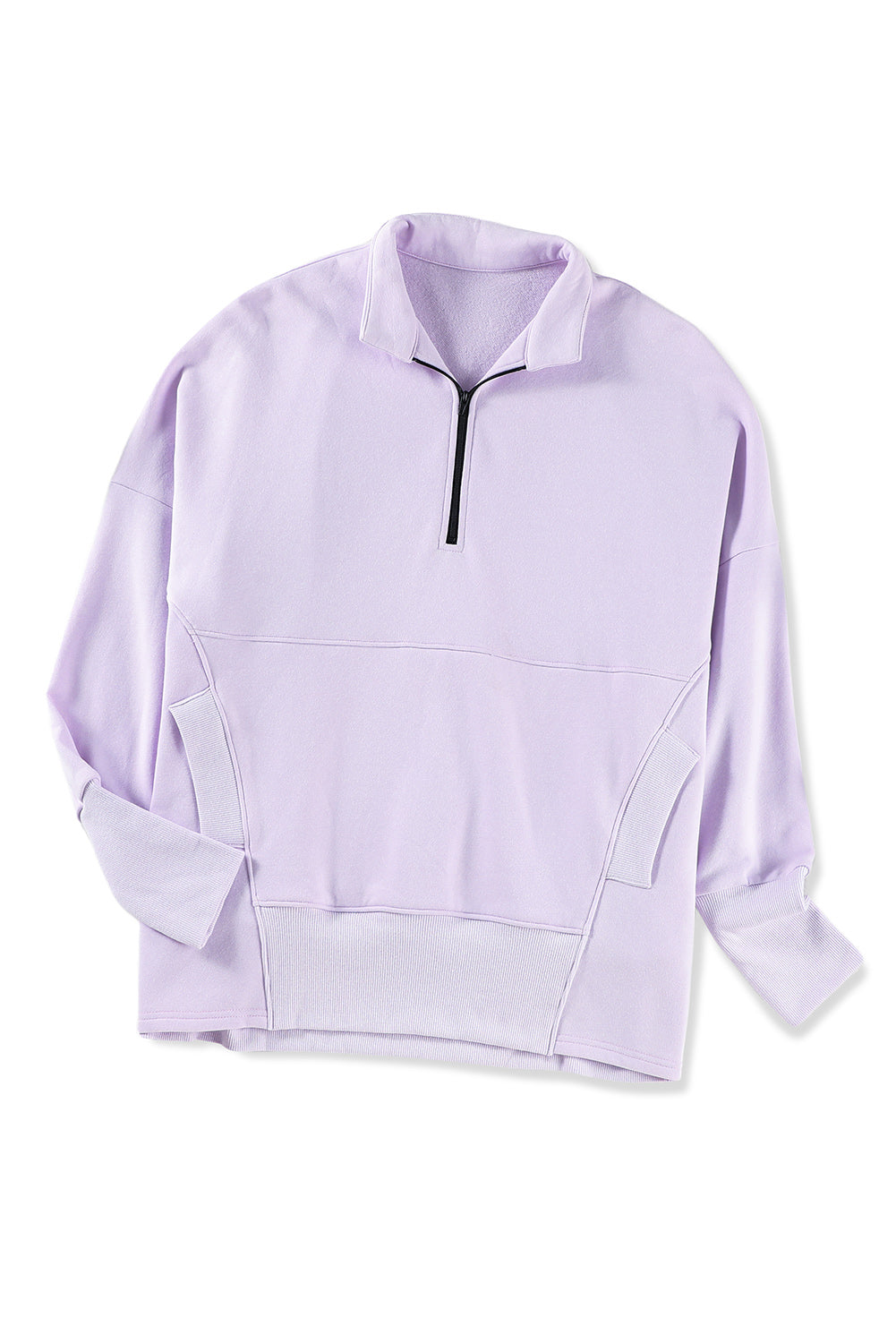 White Oversized Quarter-Zip Pullover Sweatshirt