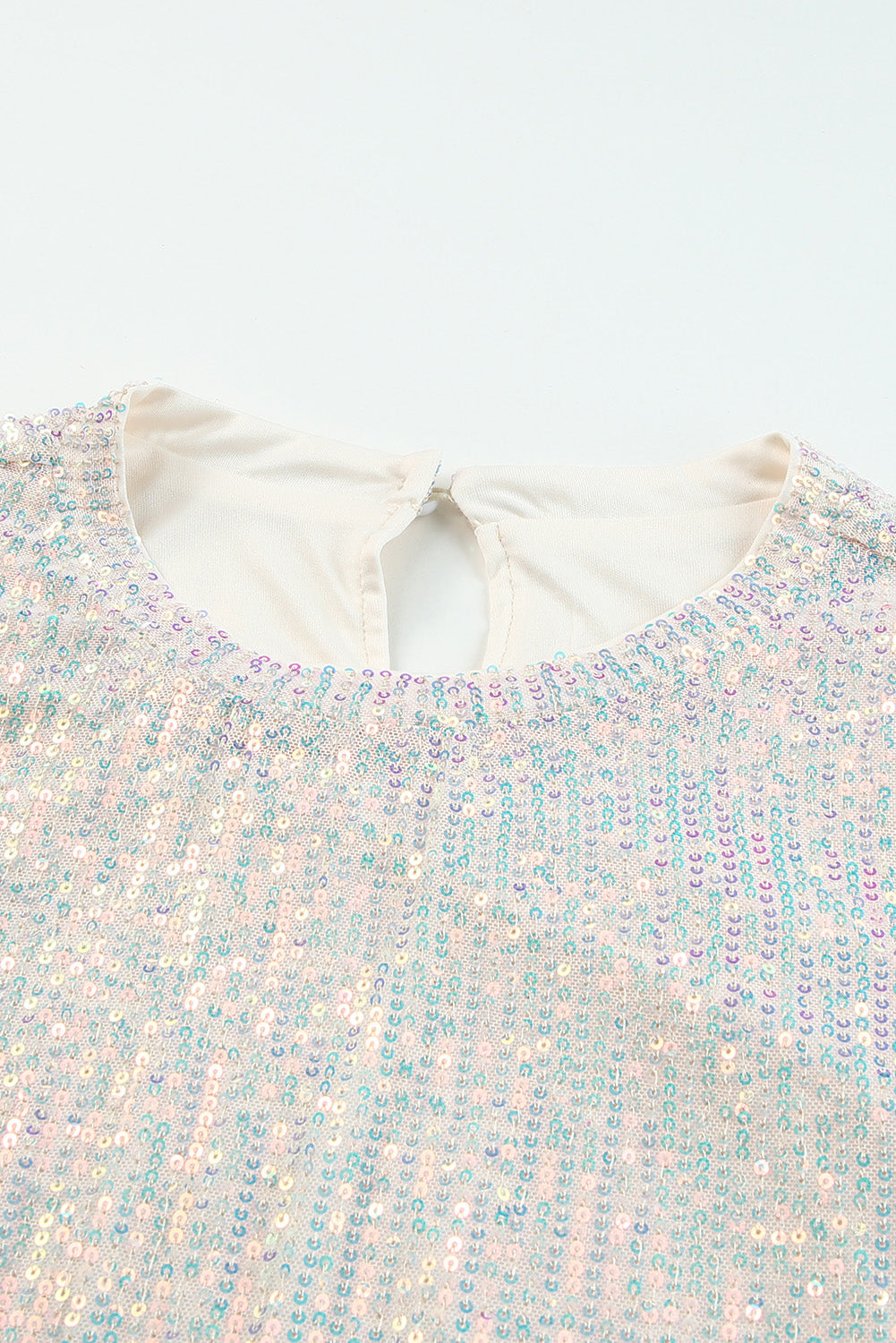 Apricot Sequin Puff Sleeve Top