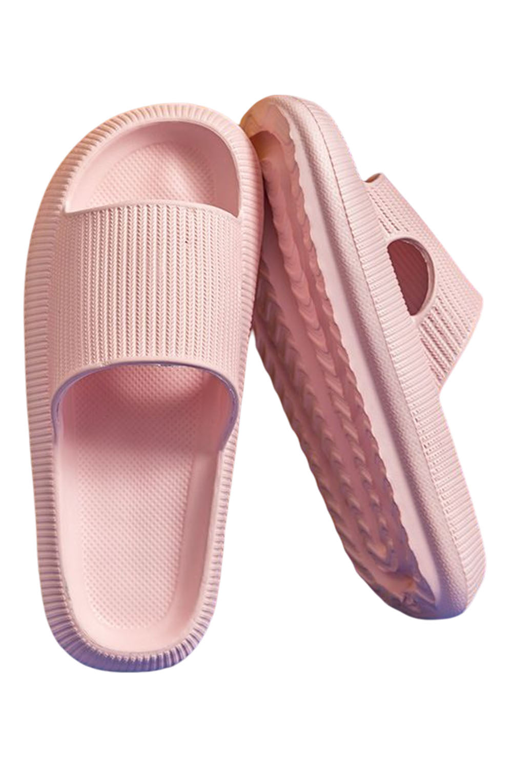 Black Hollow-out Thick Soled Slip On Slippers
