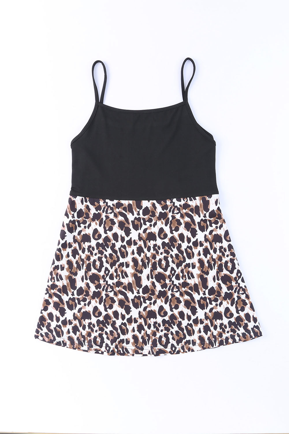 Leopard Patchwork Spaghetti Strap Tank Top