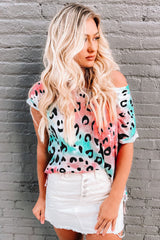 Leopard Tie-dye V Neck Tee