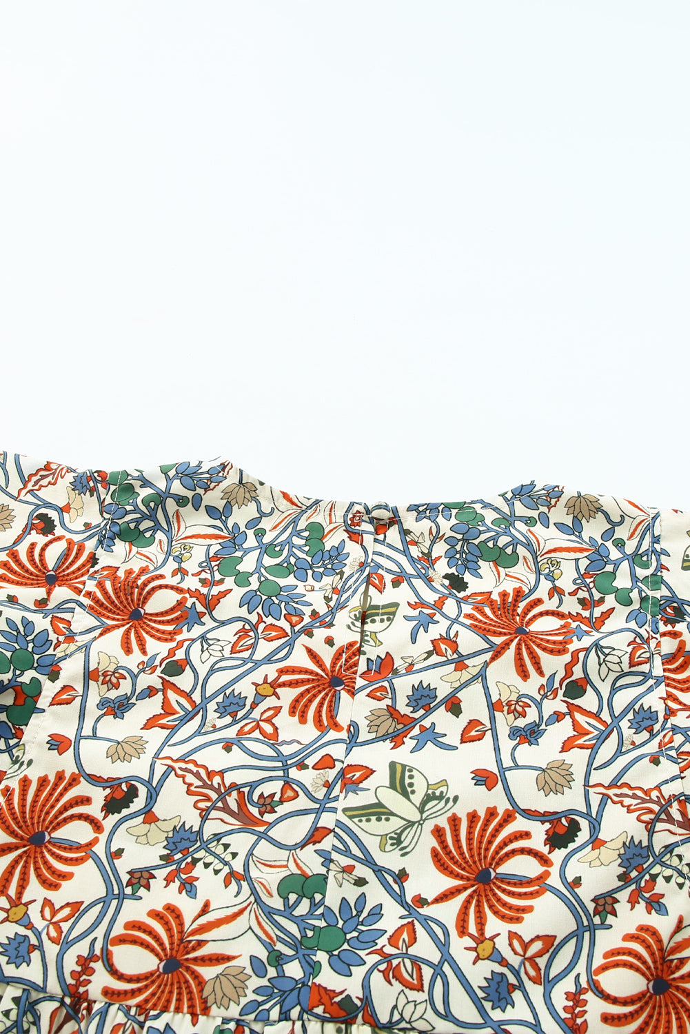 Round Neck Ruffled Flutter Sleeve Floral Mini Dress